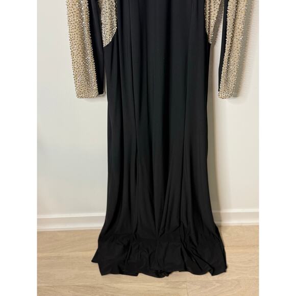 Xscape Black and Gold Long Sleeve Dress - Picture 6 of 13